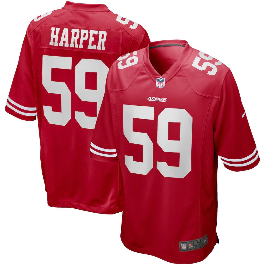 Men San Francisco 49ers 59 Willie Harper Nike Scarlet Game Retired Player NFL Jersey